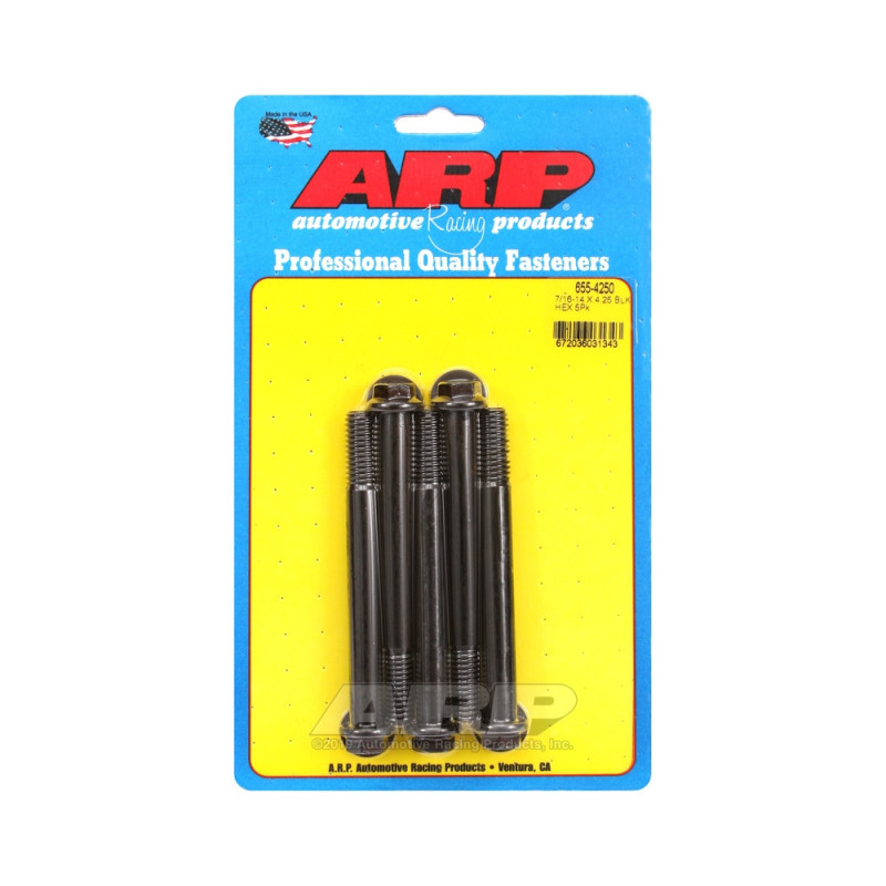 Set de șuruburi și piulițe universale ARP 7/16-14 – Șuruburi hexagonale cu finisaj negru oxidat, x5 - ARP-655-4250 - 655-4250 - 3666618195216